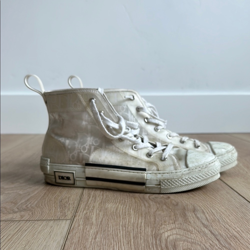 Dior Translucent High-Top Sneakers in Cream